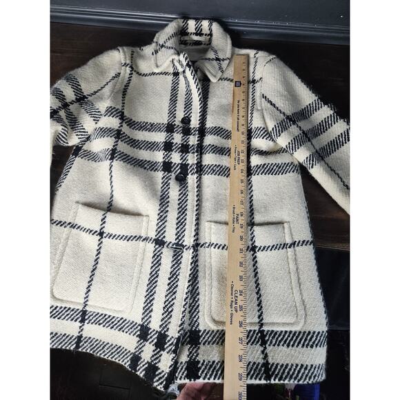 Burberry White Cream Ivory Black Plaid London England Coat Womens Size 6 - Picture 10 of 11